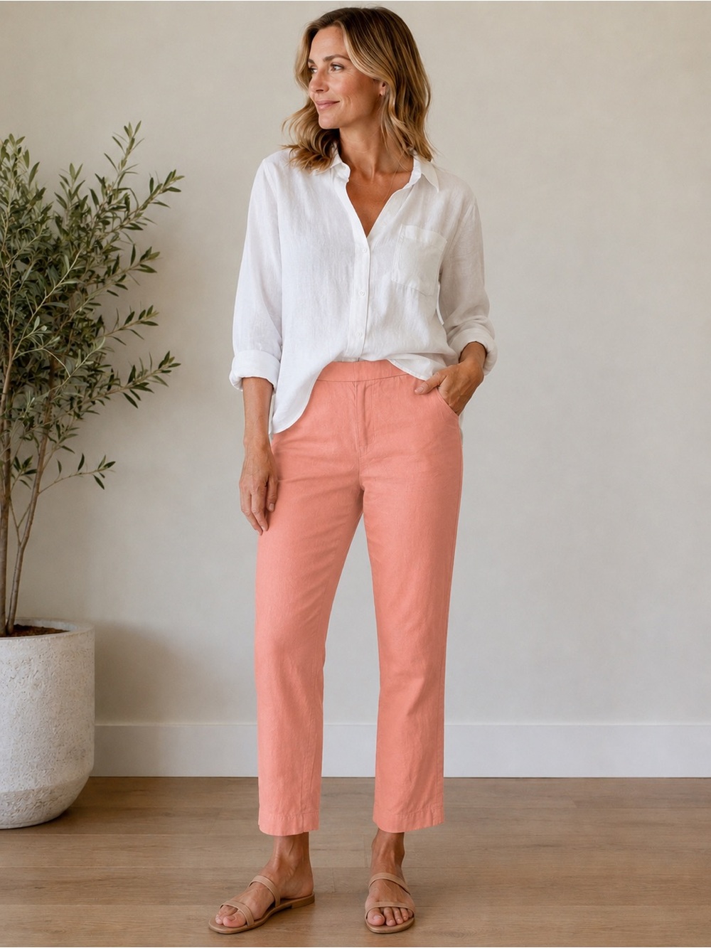 Theory Linen Pull on Linen blend Pants